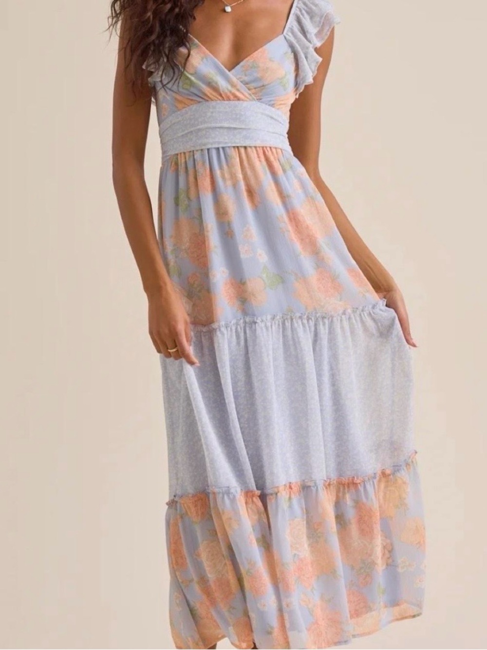 NEW Altar’d State Blue & Peach Floral Maxi Dress Size XS & Small Available NWT